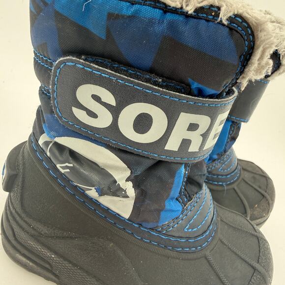 Sorel Kids Snow Commander Black & Blue Snow Boots Size 6 - Picture 2 of 7